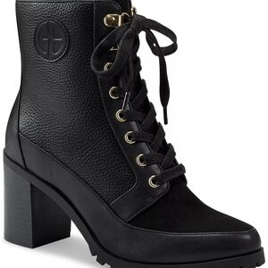 Giani Bernini Keegann Booties Black 7M Lace Up Lug Sole Block Heel